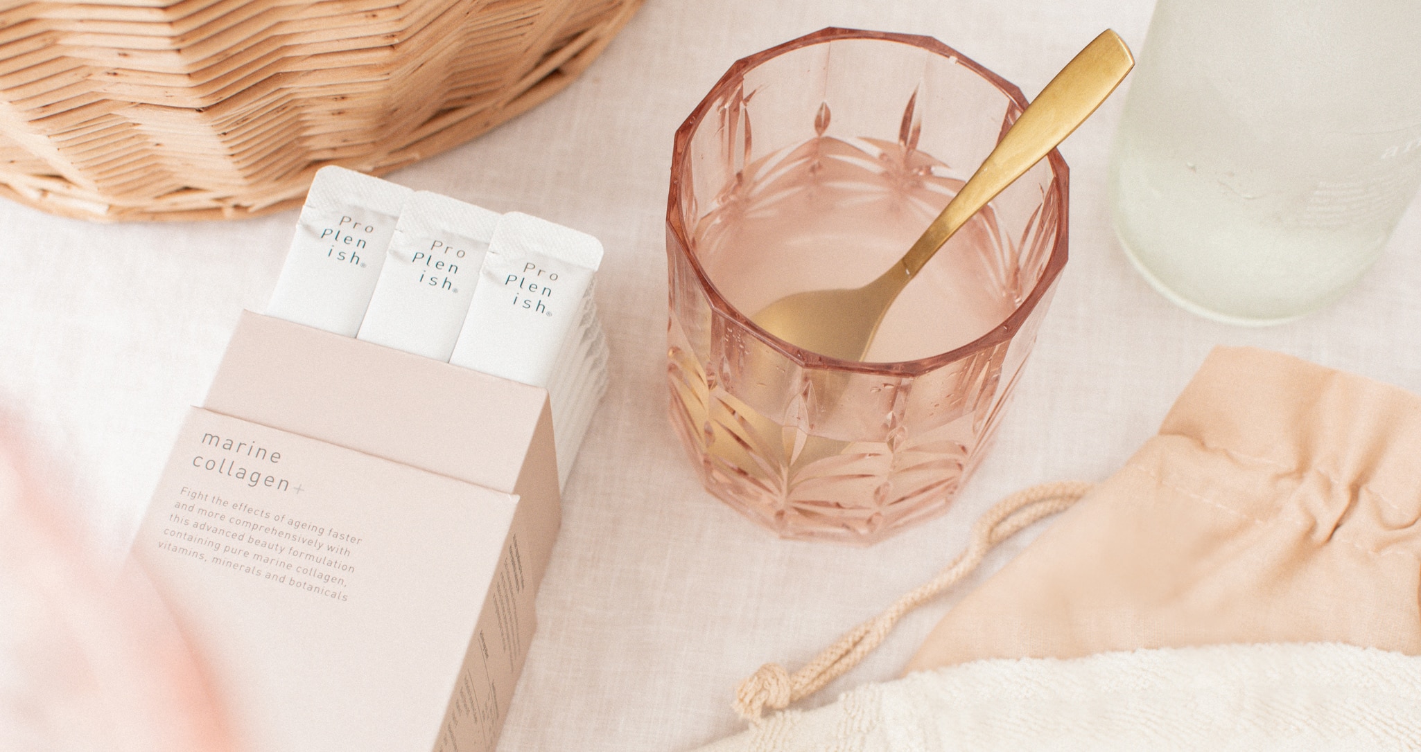 ProPlenish Sachets and glass with spoon