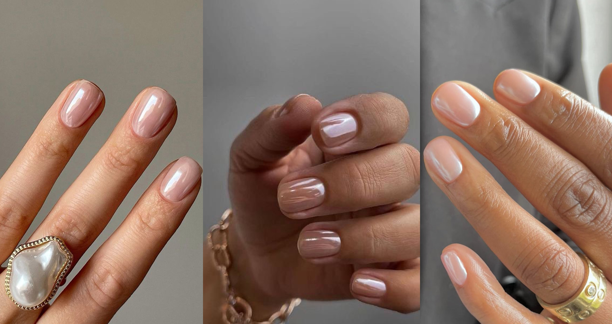 Spring 2024 nail trends nude chrome