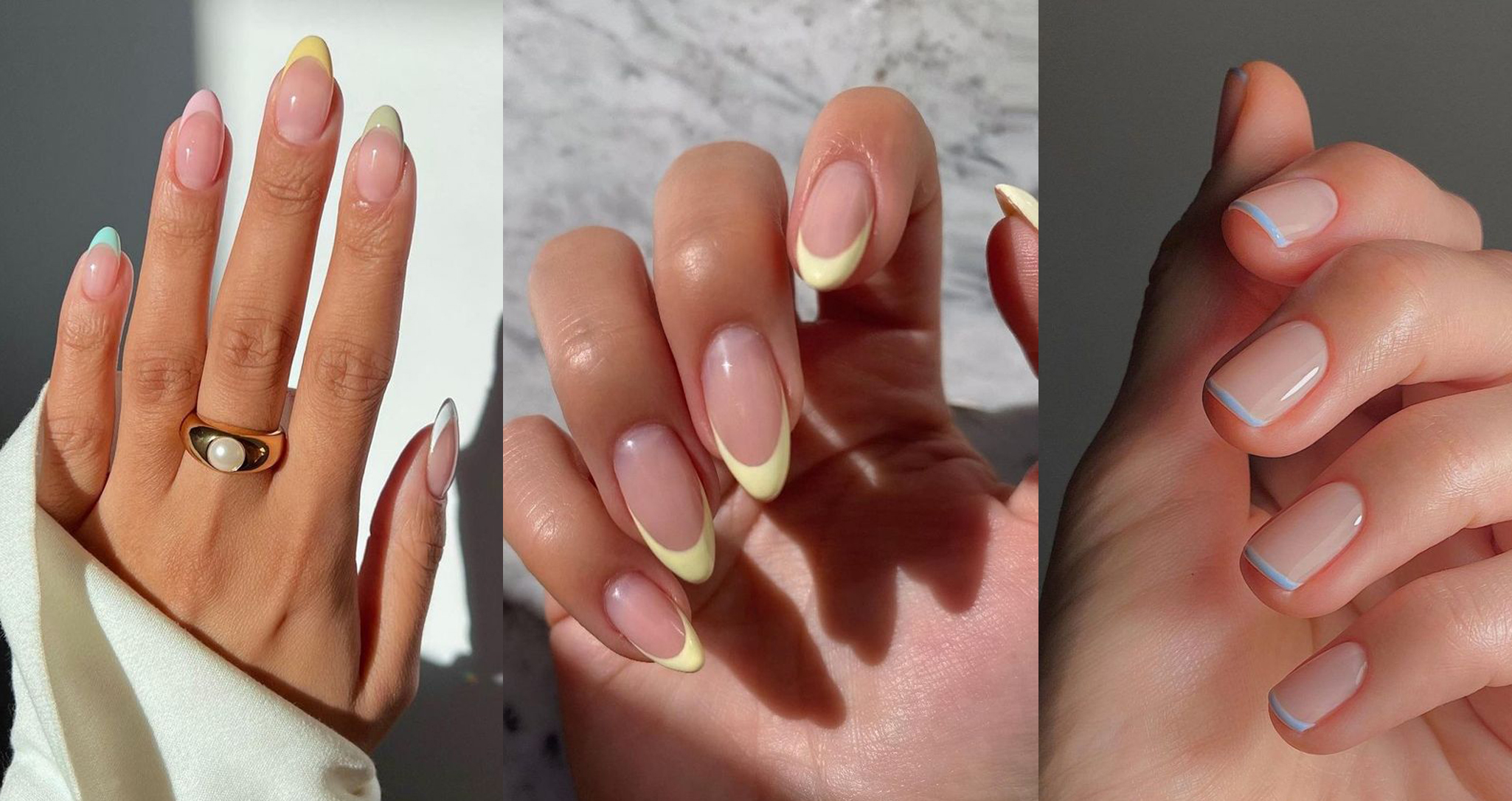 Spring 2024 nail trends pastel tips